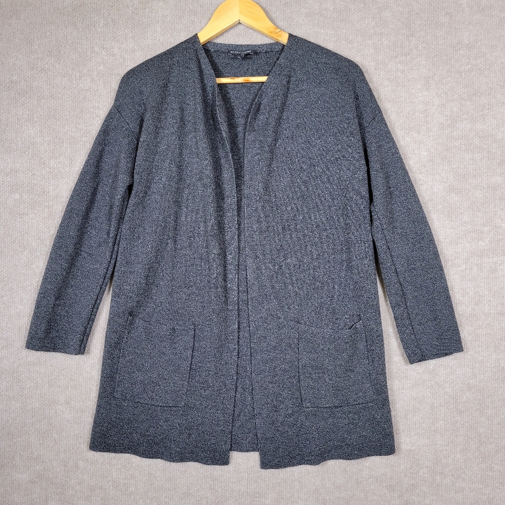 EILEEN FISHER Cardigan Women's Small Merino Wool Blend Gray Sweater Open Front